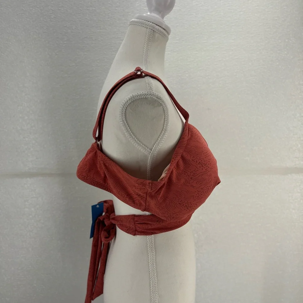 Women Swimsuit Plus Size Bikini Top V Neck Wrapped Adjustable Straps Back Tie 2X